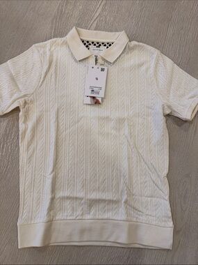 Cactus Boys Cream Textured Zip Polo